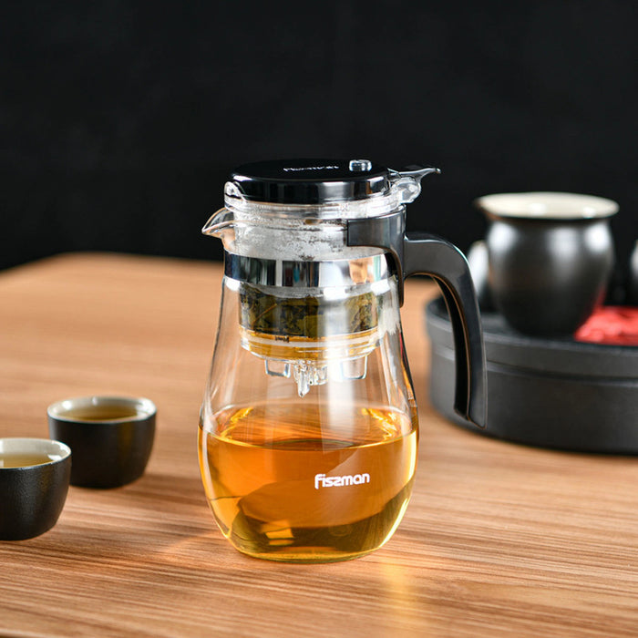 Fissman Teapot with Removable Infuser 550mL, Glass Teapot Gunfu Series