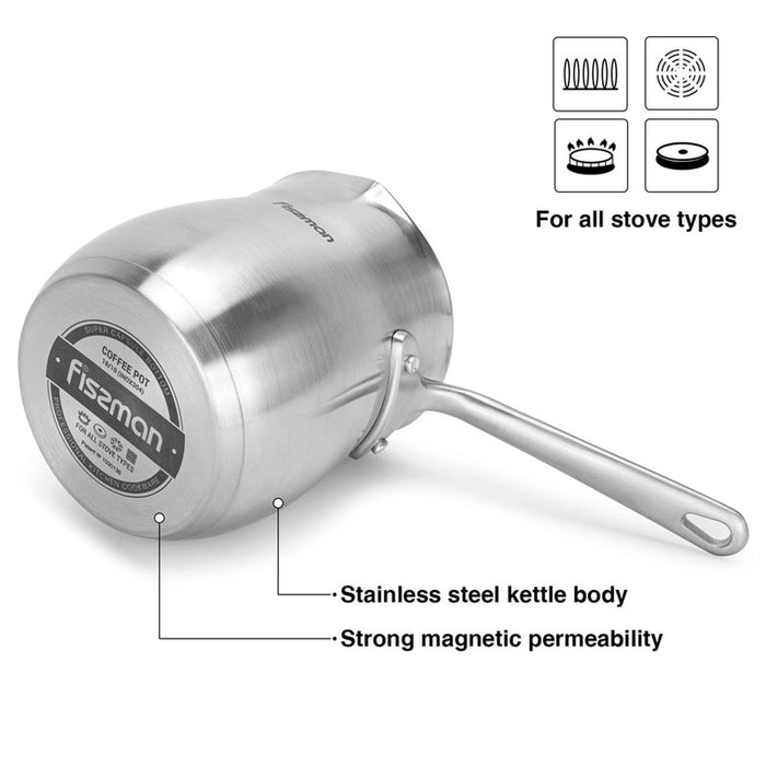 Fissman Turkish Coffee Pot 530mL Stainless Steel Induction Bottom