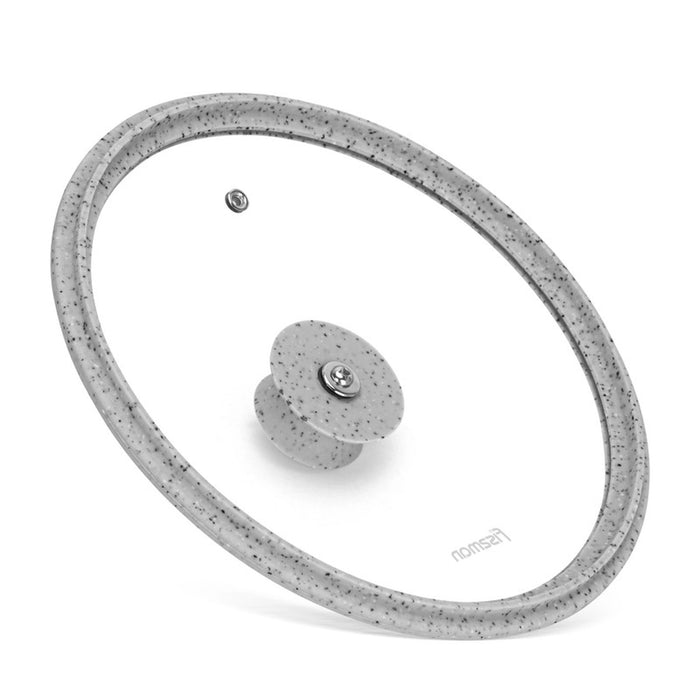 Fissman Universal Glass Lid with Silicone Rim ,24cm Tempered Glass Lid for Pots, Pans and Skillets - Heat Resistant Silicone Rim Fits, Replacement Frying Pan Cover and Cast Iron Lids, Light Grey