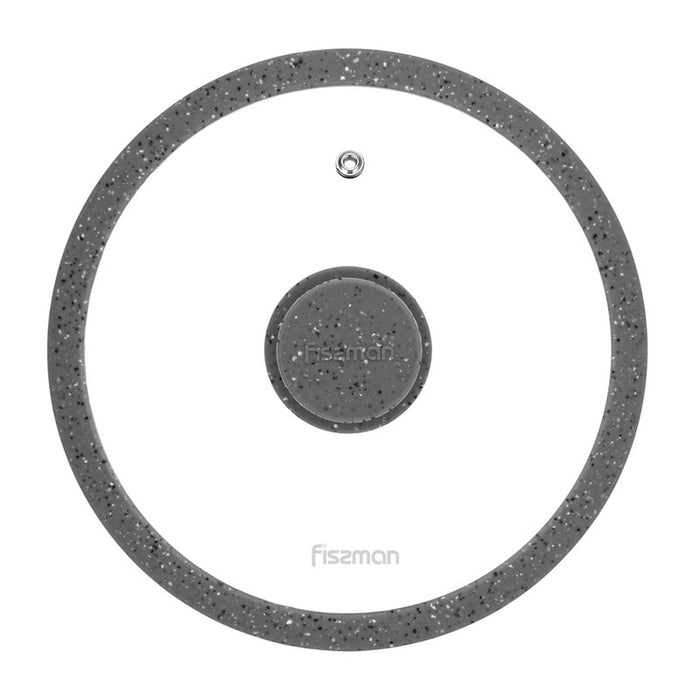 Fissman Universal Lid for Pots, Pans and Skillets - Tempered Glass with Heat Resistant Silicone Rim Fits, Replacement Frying Pan Cover and Cast Iron Lids (Grey, 20)