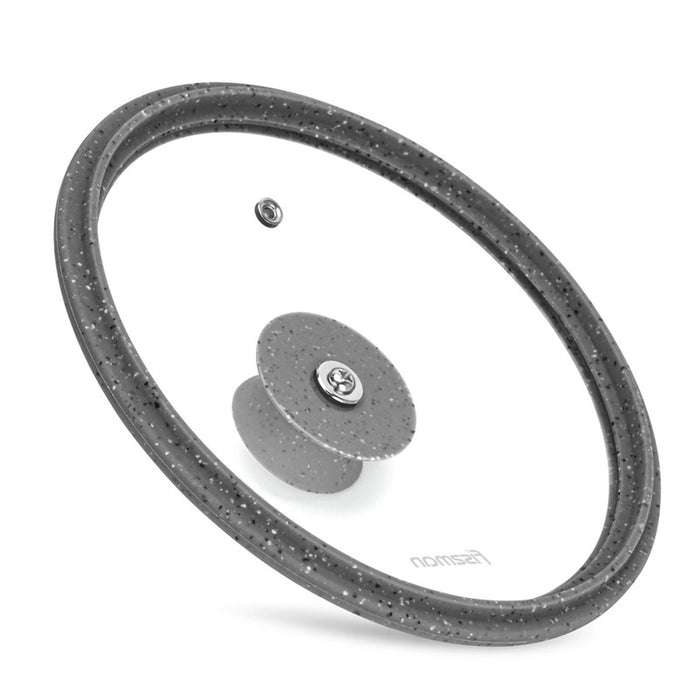 Fissman Universal Lid for Pots, Pans and Skillets - Tempered Glass with Heat Resistant Silicone Rim Fits, Replacement Frying Pan Cover and Cast Iron Lids (Grey, 20)