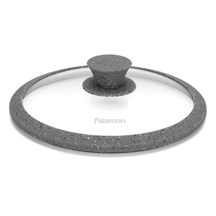 Fissman Universal Lid for Pots, Pans and Skillets - Tempered Glass with Heat Resistant Silicone Rim Fits, Replacement Frying Pan Cover and Cast Iron Lids (Grey, 20)