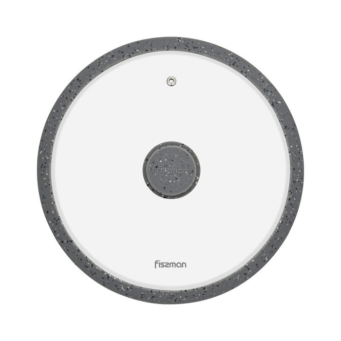 Fissman Universal Lid for Pots, Pans and Skillets - Tempered Glass with Heat Resistant Silicone Rim Fits, Replacement Frying Pan Cover and Cast Iron Lids (Grey, 26)