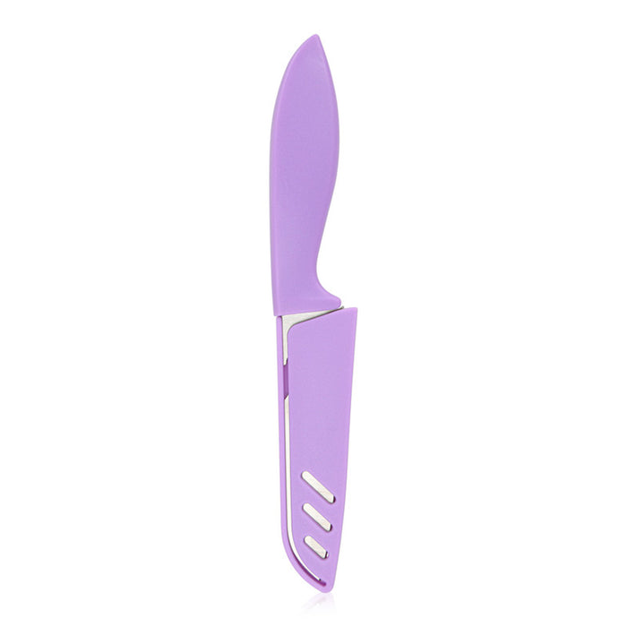Utility Stainless Knife 10cm with Sheath - Ultra Sharp Cooking Knives, Perfect for Carving & Chopping - Best Kitchen Gift for Cooking Lovers & Chefs (Purple)