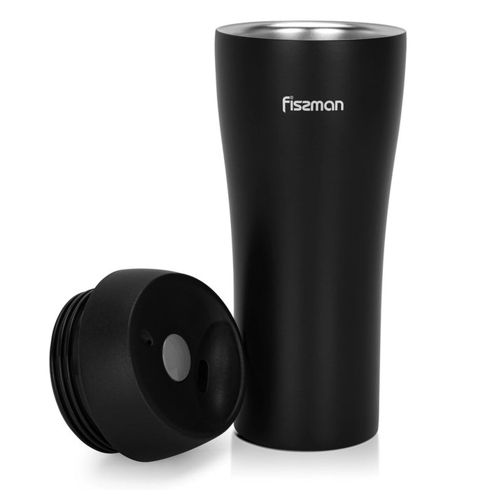 Vacuum Insulated Mug 420mL, Double Wall Stainless Steel Vacuum Travel Bottle | Thermos Travel Mug | Spill-Proof Silicone Sealed Lid | Coffee Thermos Bottle | for Hot and Cold Drinks (Black)