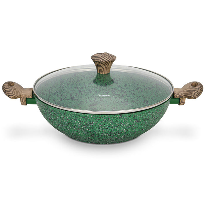 Fissman Wok With Lid Malachite Series Aluminium Green 30x9cm