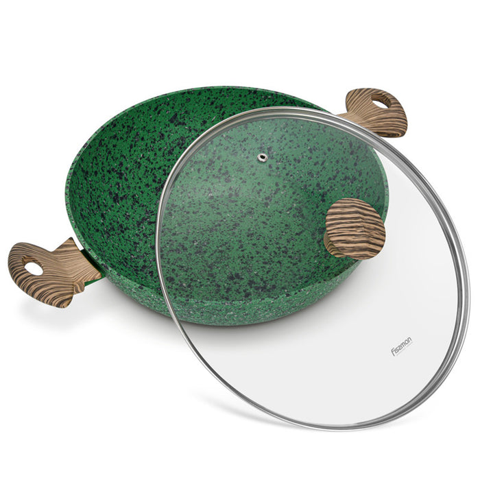 Fissman Wok With Lid Malachite Series Aluminium Green 30x9cm
