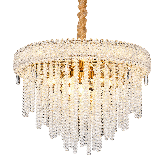 Great Dream Crystal Chandelier, 50 cm Diameter, Gold, Cascading Crystal Beads
