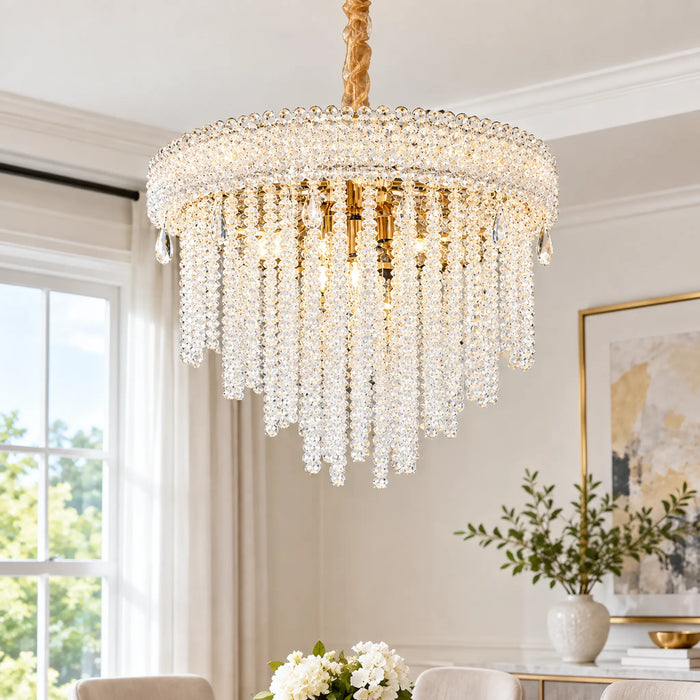 Great Dream Crystal Chandelier, 80 cm Diameter, Gold, Cascading Crystal Beads