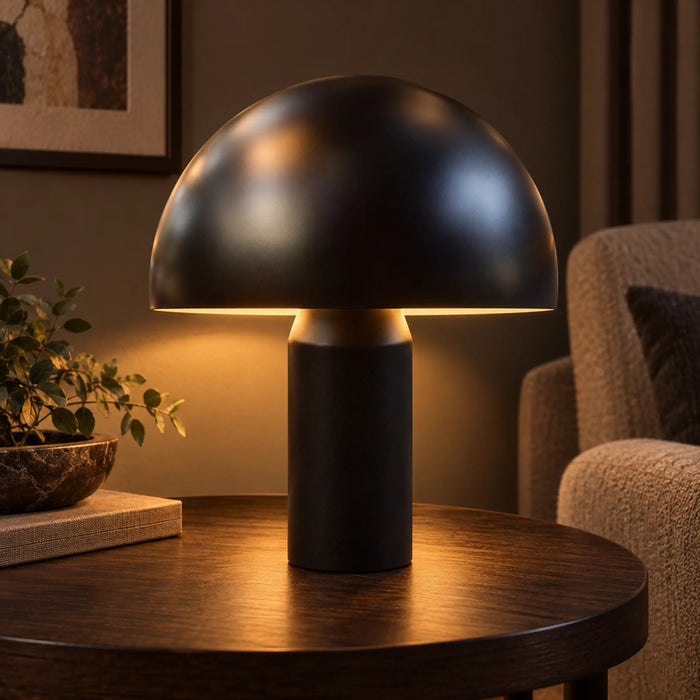Great Dream Modern Dome Table Lamp, Matte Black Finish