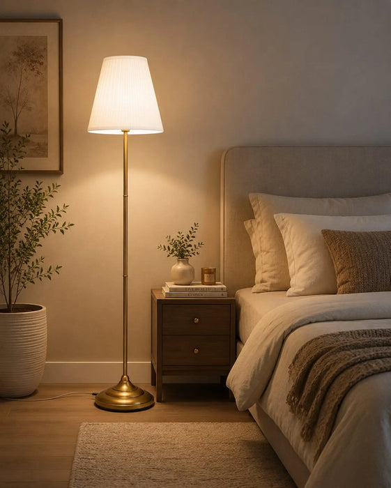 Great Dream Modern Floor Lamp, Tall Standing Lamp with Fabric Lampshade and Metal Base