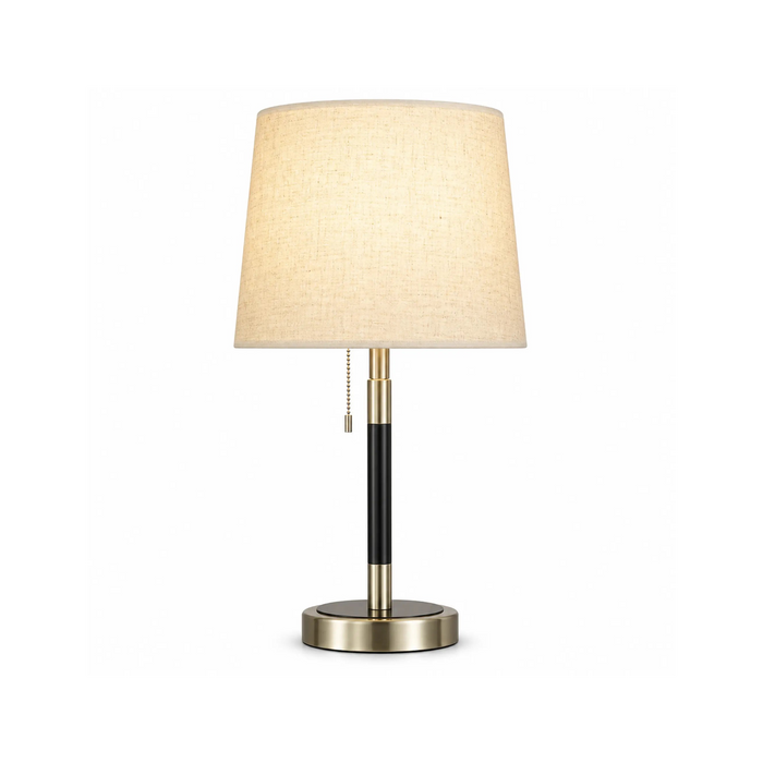 GREAT DREAM Modern Gold Table Lamp with Fabric Shade, Elegant Bedside Nightstand Lamp for Bedroom, Living Room & Office