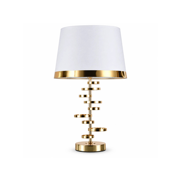 GREAT DREAM Modern Gold Table Lamp with Fabric Shade, Elegant Bedside Nightstand Lamp for Bedroom, Living Room & Office
