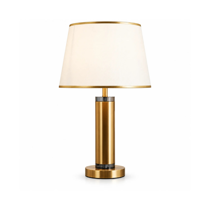 GREAT DREAM Modern Gold Table Lamp with White Fabric Shade, Elegant Bedside Nightstand Lamp for Bedroom, Living Room & Office