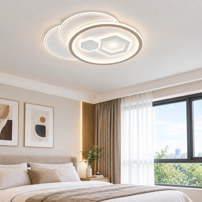 Great Dream Modern LED Flush Mount Ceiling Light, 50 cm, White & Gold