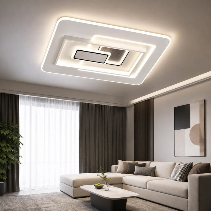 Great Dream Modern LED Flush Mount Ceiling Light, Square Layered Design