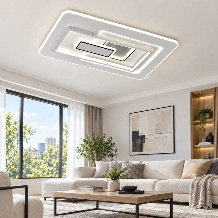 Great Dream Modern LED Flush Mount Ceiling Light, Square Layered Design