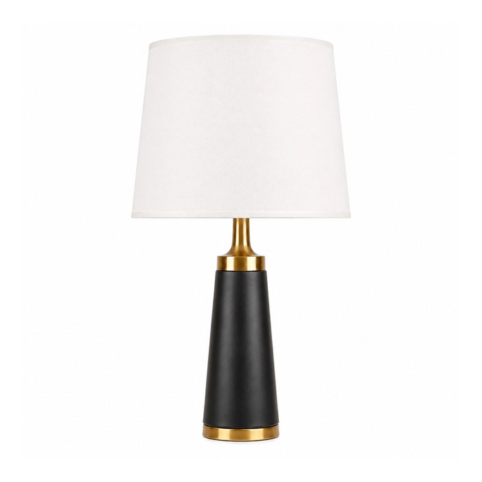 Great Dream Modern White, Black & Gold Table Lamp with LED Bulb Included, 55 cm Bedside Lamp with Premium Fabric Shade, E27 Contemporary Nightstand Lamp for Bedroom, Living Room, Office & Hotel