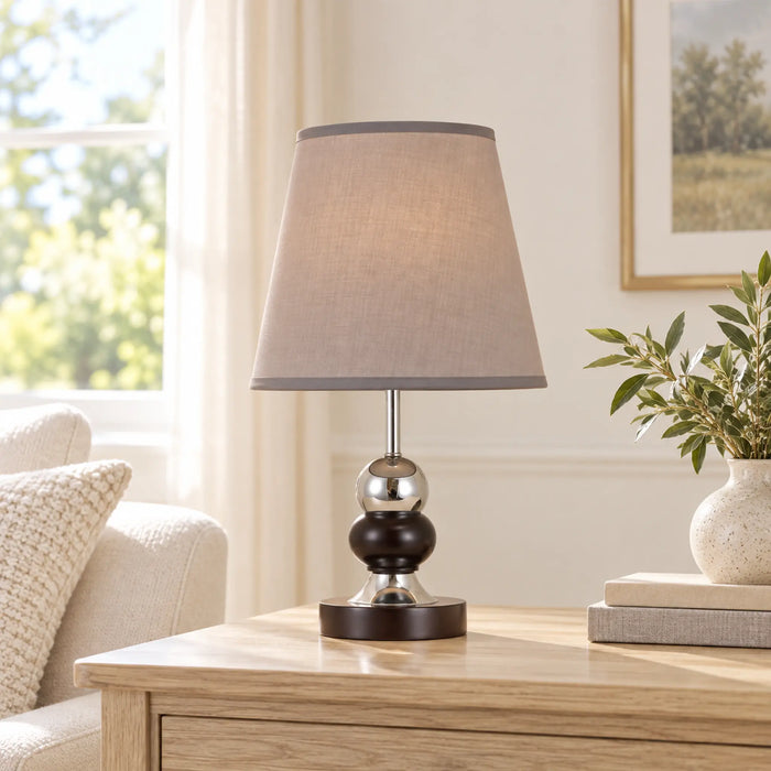 Great Dream Table Lamp with Floral Fabric Shade, 42 cm, Dark Brown Base