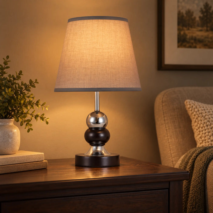 Great Dream Table Lamp with Floral Fabric Shade, 42 cm, Dark Brown Base