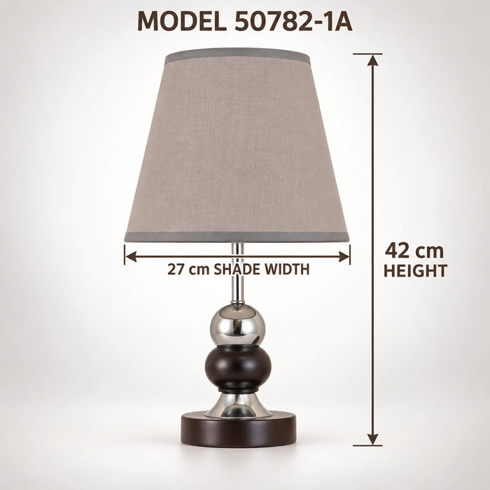 Great Dream Table Lamp with Floral Fabric Shade, 42 cm, Dark Brown Base