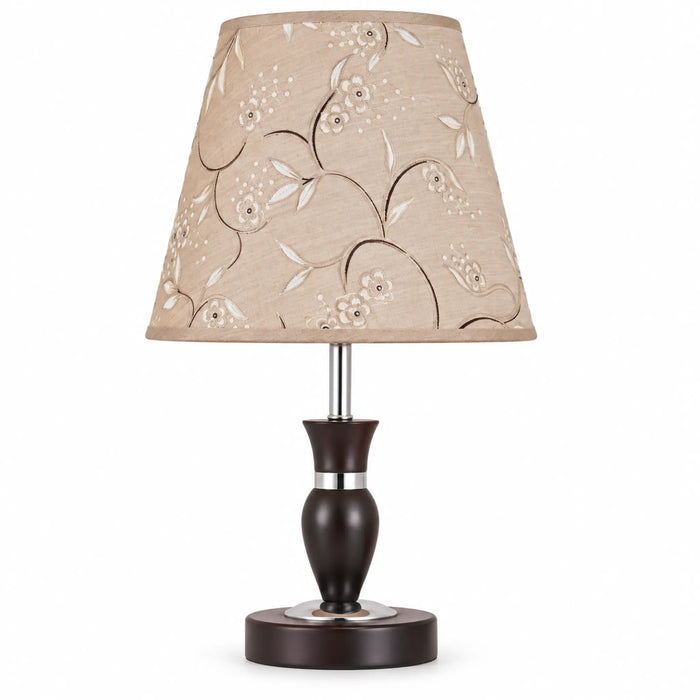Great Dream Table Lamp with Floral Shade, Dark Wood Base, 42 cm