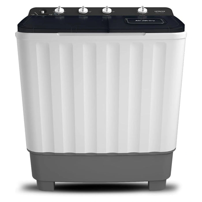 Hitachi 10.5kg Wash 8kg Dryer Twin Tub Top Load Washing Machine | Semi-Automatic | 1350 RPM | Air Jet Dry | White/Mercury Grey | LTTH0JWTMRG