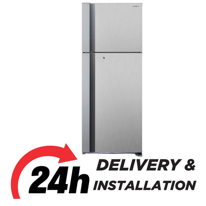Hitachi 650L Gross Top Mount Refrigerator Net 450L | Inverter x Dual Fan Cooling | Moisture-Guard Veg Compartment | Touch Screen Control | Silver | RV655PUK0K4PSV