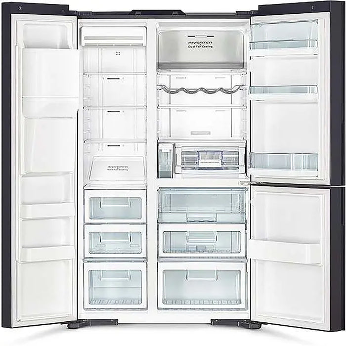 Hitachi 700L Gross 3 Door Side by Premium Refrigerator No Frost Fridge Freezer Inverter Control With Dual Fan Cooling Ice & Water Dispenser | Quick Freezing | Touch Screen | Glass Bronze | RM700VAGUK9XGZ