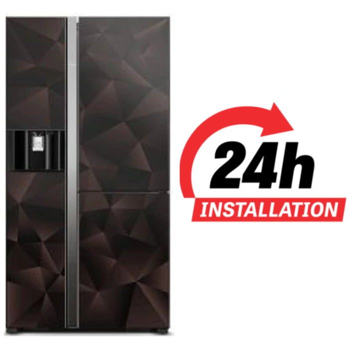 Hitachi 700L Gross 3 Door Side by Premium Refrigerator No Frost Fridge Freezer Inverter Control With Dual Fan Cooling Ice & Water Dispenser | Quick Freezing | Touch Screen | Glass Bronze | RM700VAGUK9XGZ