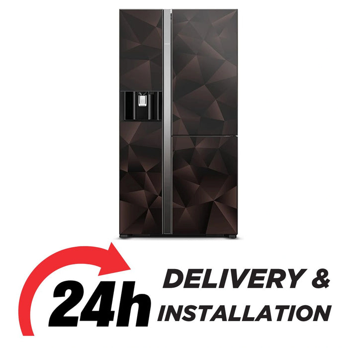 Hitachi 700L Gross 3 Door Side by Premium Refrigerator No Frost Fridge Freezer Inverter Control With Dual Fan Cooling Ice & Water Dispenser | Quick Freezing | Touch Screen | Glass Bronze | RM700VAGUK9XGZ
