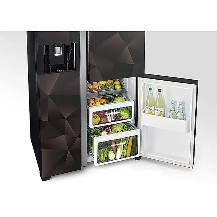 Hitachi 700L Gross 3 Door Side by Premium Refrigerator No Frost Fridge Freezer Inverter Control With Dual Fan Cooling Ice & Water Dispenser | Quick Freezing | Touch Screen | Glass Bronze | RM700VAGUK9XGZ
