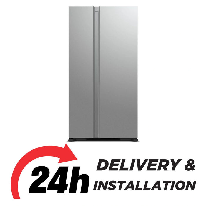 Hitachi 700L Gross Side by Side 2 Door Refrigerator |10 Year Warranty on Inverter Compressor | No Frost Fridge | Dual Fan Cooling-Quick Freezing-LED Panel-Easy Twist Ice Maker | Glass Silver| RS700PUK0GS