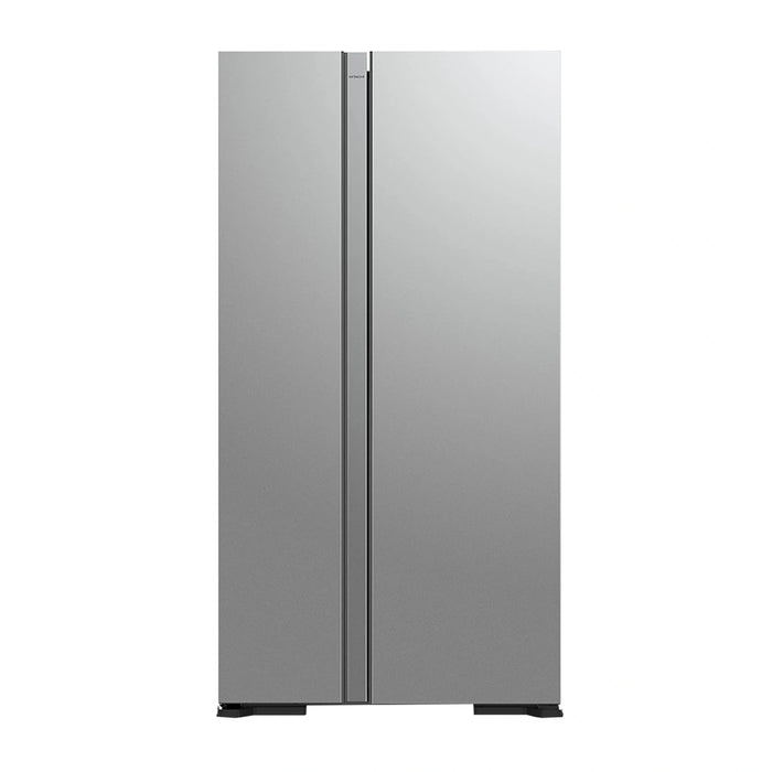 Hitachi 700L Side by Side Refrigerator (Net 595L) | Elegant Glass Finish | Dual Fan Cooling | Quick Freezing | Touch Screen Control | Silver | RS700PUK04GS