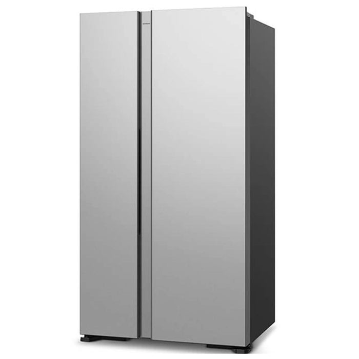Hitachi 700L Side by Side Refrigerator (Net 595L) | Elegant Glass Finish | Dual Fan Cooling | Quick Freezing | Touch Screen Control | Silver | RS700PUK04GS