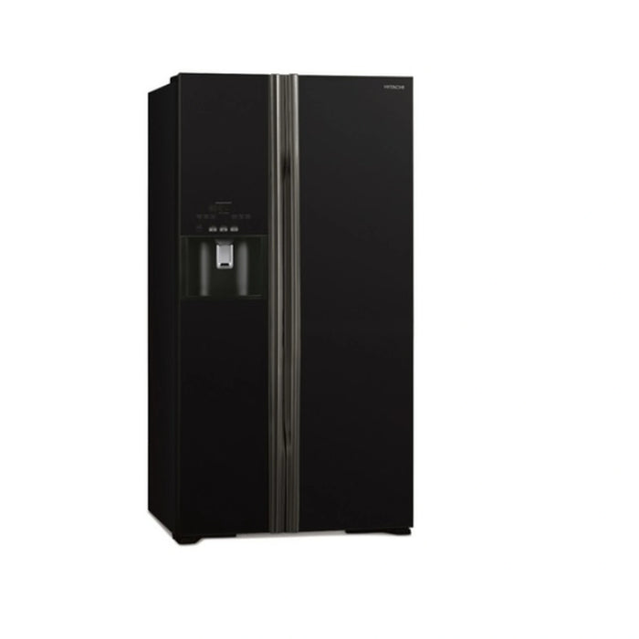 Hitachi 659ltr Side by Side Glass Refrigerator With dispenser Glass Black, RSX700