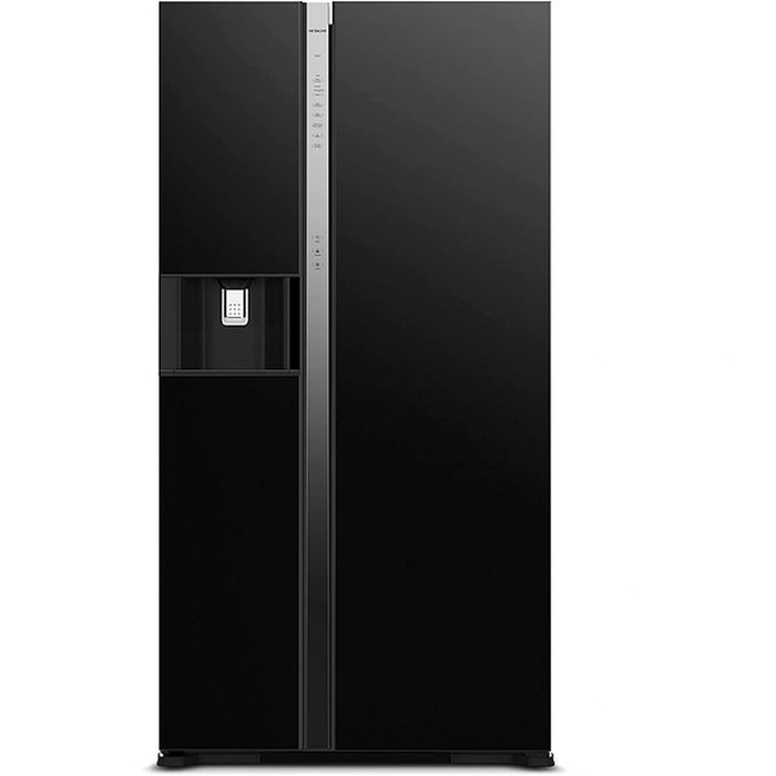 Hitachi 659ltr Side by Side Glass Refrigerator With dispenser Glass Black, RSX700