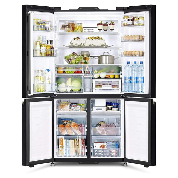 Hitachi 720L Gross Net 569L Side by Side 4 Door Premium Refrigerator | French Door Fridge  | Automatic Ice Maker | Quick Freezing | RWB720VUK04GBK