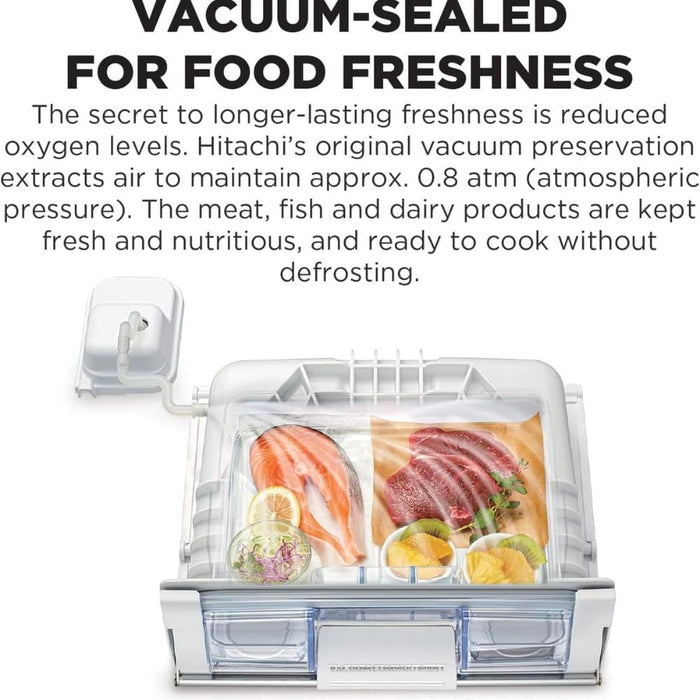 Hitachi 720L Gross Net 569L Side by Side 4 Door Premium Refrigerator | French Door Fridge  | Automatic Ice Maker | Quick Freezing | RWB720VUK04GBK