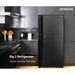 Black Hitachi refrigerator in a modern kitchen setting