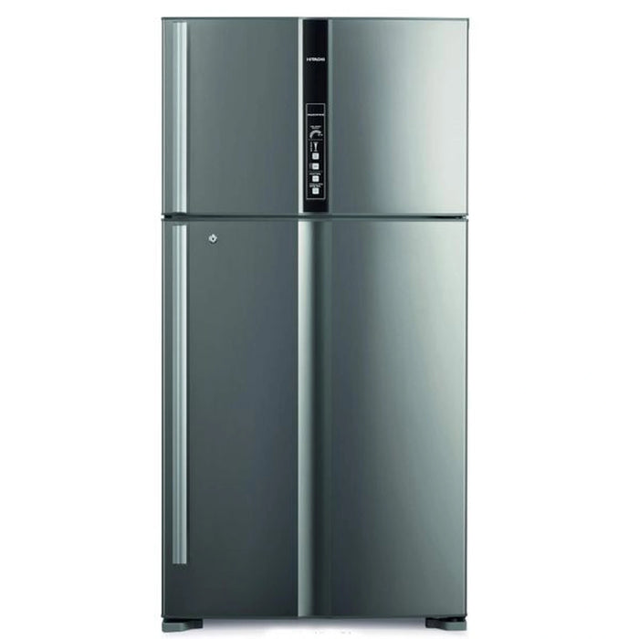 Hitachi 820L Gross Top Mount Double Door Premium Refrigerator| 10 Year Warranty on Inverter Compressor-2 Door Fridge| Dual Fan Cooling-LED Control Panel-Twist Ice Tray RV820PUK1K1BSL Brilliant Silver