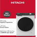Hitachi 8KG washer with features highlighted on a red background