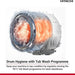 Hitachi washing machine drum with text about drum hygiene and tub wash programme on a white background