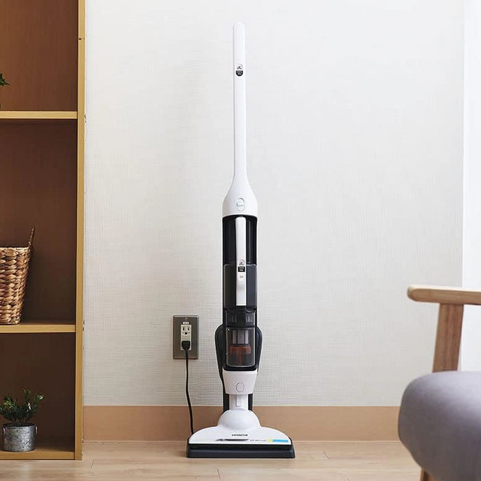 Hitachi Cordless Stick Vacuum Cleaner | 45 Minutes Run Time | Light Weight | 18V Lithium Ion Battery | 2 in 1 Design Good For Hard Floor & Rug | Dry Mop Head | Crevice Nozzle | Charging Station