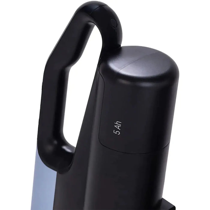 Black handheld vacuum cleaner on a white background