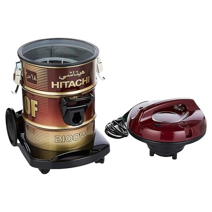 Hitachi Drum Vacuum Cleaner 2100 Watts| 18 Liters Tank Dust Capacity With 7.8M Extra Long Power Code| Removable & Washable Filter| Rug-Floor Nozzle| Best For Home|Office & Mosque| Wine Red |CV950F24CBSWR EROS