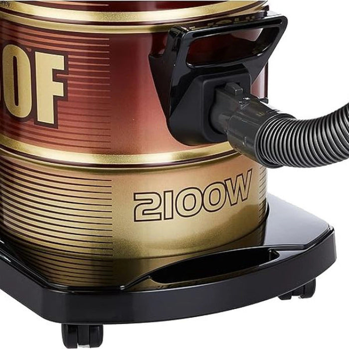Hitachi Drum Vacuum Cleaner 2100 Watts| 18 Liters Tank Dust Capacity With 7.8M Extra Long Power Code| Removable & Washable Filter| Rug-Floor Nozzle| Best For Home|Office & Mosque| Wine Red |CV950F24CBSWR EROS