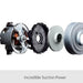 Mechanical components with 'Incredible Suction Power' text on a white background