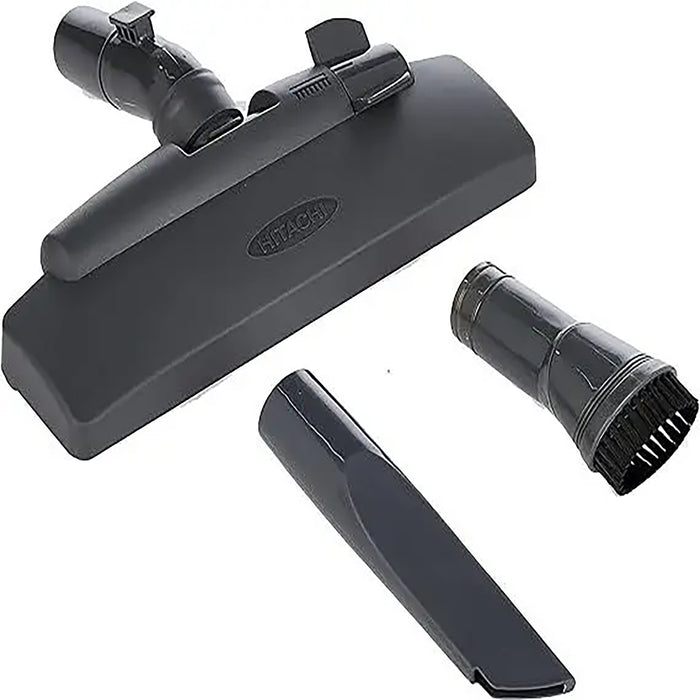 Set of black vacuum attachments on a white background