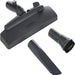 Set of black vacuum attachments on a white background